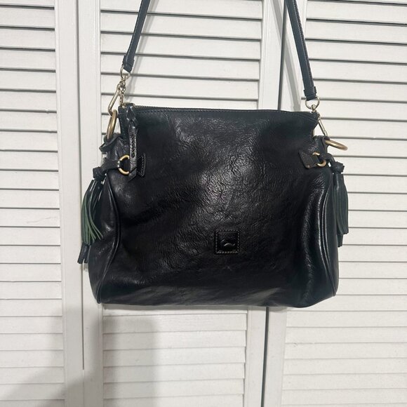 Dooney & Bourke Medium Florentine Black Leather Zip Hobo